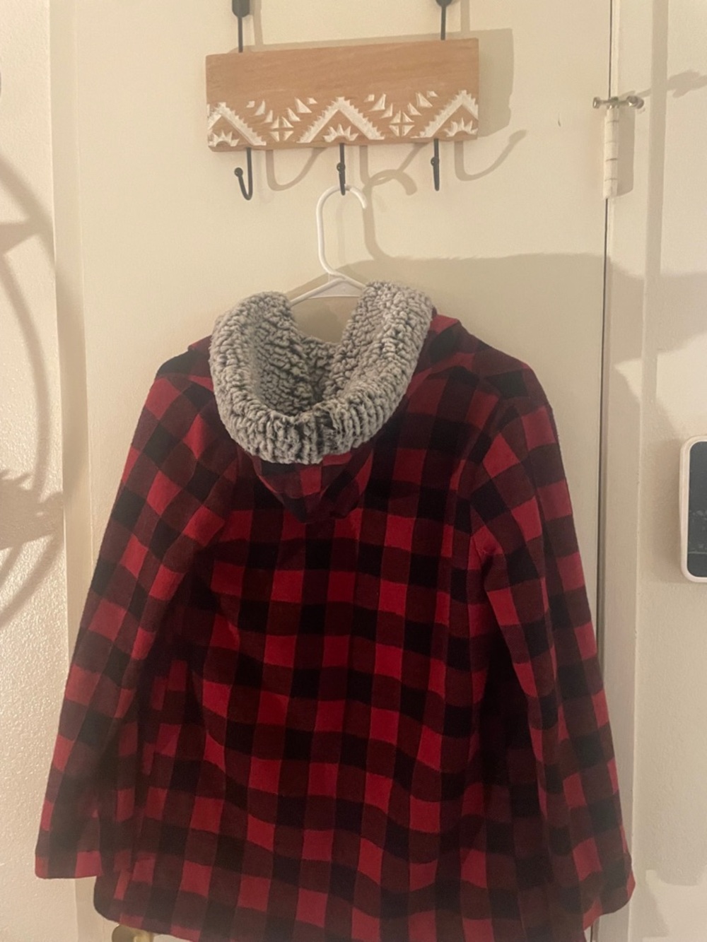 Thread & Supply Buffalo Plaid Sherpa Jacket Hooded Cozy Cabincore Small - Picture 5 of 9